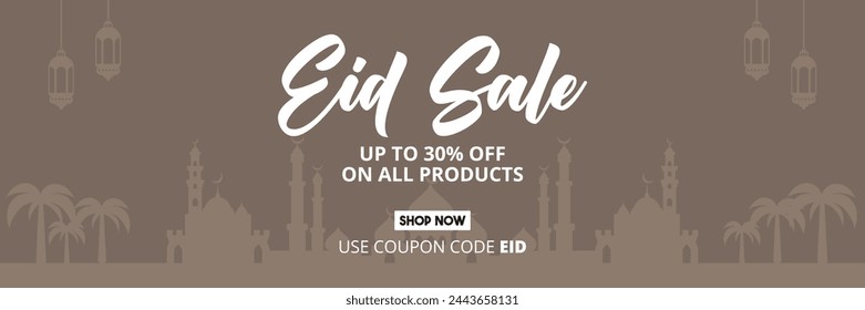 Eid Sale Offer, Upto 30% off. Dark Brown Vector EPS Vector Editable File Minimal Design 