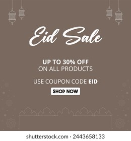 Eid Sale Offer, Upto 30% off. Dark Brown Vector EPS Vector Editable File Minimal Design 