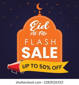 Eid Sale Poster for Festival of Eid Mubarak, Eid Mubarak Greetings, Eid Sale Vector Banner Template Design Background