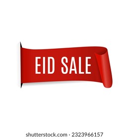 Eid sale red ribbon design. Vector template