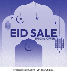 Eid sale special offer design with blue color.