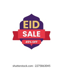 Eid sale tag label special discount up to 45% template design