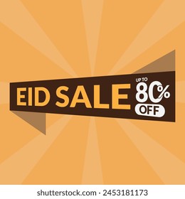 Eid sale upto 80% off logo vector icon. Eid sale logo vector illustration.