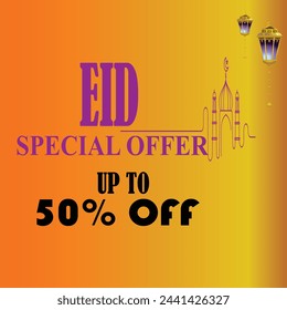 In: Eid Sale Vector. EID 50% Rabatt. Eid Angebot .Eid Flat Angebot.