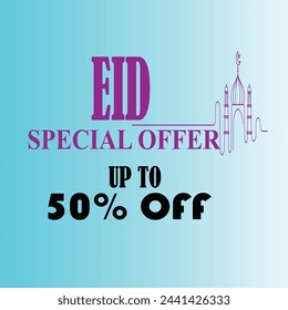 Eid sale vector. Eid 50% off. Eid offer .Eid flat offer.