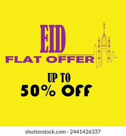 Eid sale vector. Eid 50% off. Eid offer .Eid flat offer.