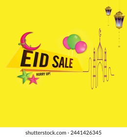 Eid sale vector. Eid 50% off. Eid offer .Eid flat offer.