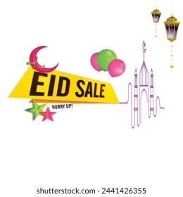 Eid sale vector. Eid 50% off. Eid offer .Eid flat offer.