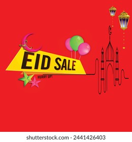 Vector de venta de Eid. Eid 50% de descuento. Oferta Eid .Oferta plana Eid.