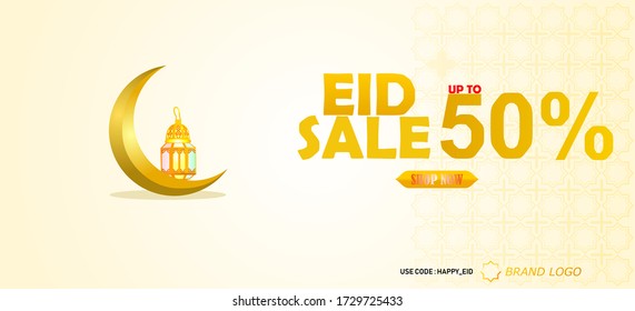 Eid sale, web header for banner design promotion template. Social media template post for Eid Mubarak greeting card, event and promotion