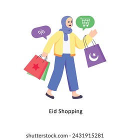 Eid Shopping Flat Style Design Vector illustration. Stock illustration