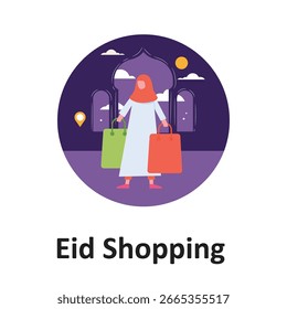Eid Shopping Ilustración vectorial que puede editar o modificar fácilmente
