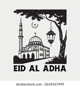 Eid silhouette vector, Animal Icon, Islamic mosque, silhouette, sheep, graphic design, vector art, Vector illustration, Muslim holiday, Islamic celebration, 
Eid Mubarak Greeting Card, Template,