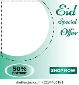 Eid Special Offer 50% Discount Shop Now Social Media Post Background.