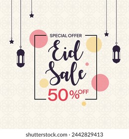 Eid Special Offer Social Media Post Template. Eid Sale Concept Design