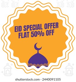 Eid Special Offer tag - Eid Mubarak - 50% off sale banner - Vector eps