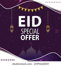 Eid special offer typography calligraphy banner design template vector, Eid special offer lettering