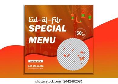 eid especial Vector deliciosa comida social media banner plantilla de publicación.