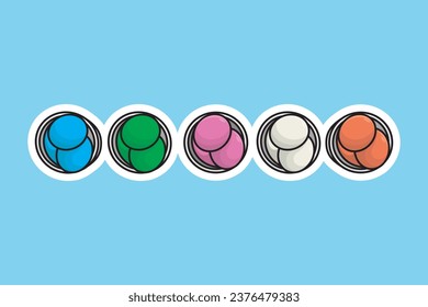 Eid Sweets or Dessert in Tray Sticker vector illustration. Holiday food and drink objects icon concept. Festival traditional delicious food Gulab jamun sticker vector design.