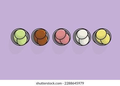 Eid Sweets or Dessert in Tray vector illustration. Holiday food and drink objects icon concept. Eid al Fitr festival traditional delicious food Gulab jamun vector design.