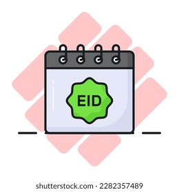 Etiqueta Eid en el calendario que denota el icono del calendario ramadán, vector premium del calendario