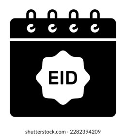 Eid tag on calendar denoting icon of ramadan calendar, premium vector of calendar