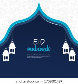 Eid themed designs and lantern illustrations