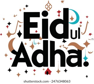 Eid Ul Adha 2024 Typhography Vector Illustration. 