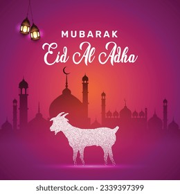 Eid ul Adha banner Unique Design Mosque and Goat