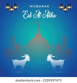 Eid ul Adha banner, Unique Design Mosque and Goat, Vector art