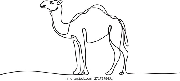 Eid ul adha conceito camelo Contínuo uma linha arte. uma linha Ícone desenho
