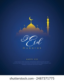 Eid ul adha eid ul fiter islamic greetings eid mubarak card design, Eid social media post, ramadhan eed Mubarak, elegant blue background Template