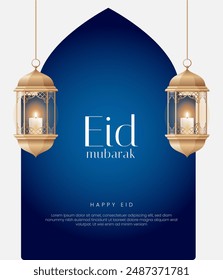 Eid ul adha eid ul fiter islamic greetings eid mubarak card design, Eid social media post, ramadhan eed Mubarak, elegant blue background Template