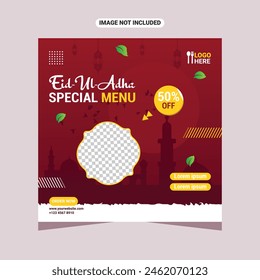 Eid ul adha, Eid ul fitr, Ramadan Special delicious food social media banner post template Design