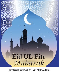 Eid ul adha moon and mosque festival background