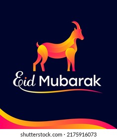 Eid ul Adha Mubarak vector illustration with a goat design and vibrant gradients.