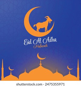 eid ul adha mubarak vector illustration blue bakcground