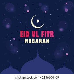 Eid Ul Fitr mubarak. Greeting background for vector illustration, poster and banner.