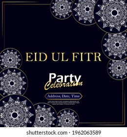 Eid ul fitr party celebration. vector illustration. mandala background.