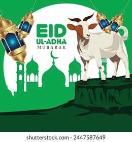 Eid ul-adha mubarak with background mosque 