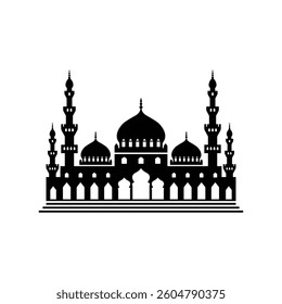 Eid vector mosque silhouette icon sticker
