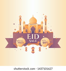 Eid Vector Sale Illustration for Promotion, badge and Background.