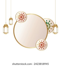 ventana eid o ventana ramadan kareem con linternas de oro colgantes aisladas en blanco o ventana transparente png.