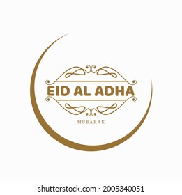 Eid-al Adha Mubarak with golden moon. Eid is a Islamic festival.