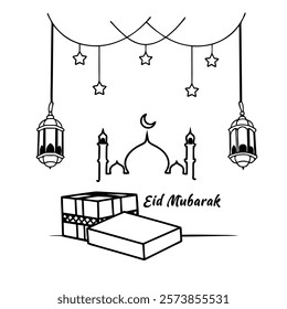 eid-al fitr mubarak islamic archite eps greeting card 
