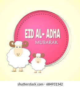 Eid-Al-Adha greeting card with sheep. Vector illustration.