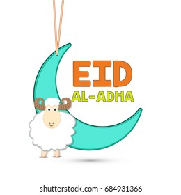 Eid-Al-Adha greeting card with sheep. Vector illustration.