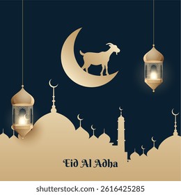 Eid-Al-Adha Mubakar Islamic Festival Background Design Template. Eid al adha mubarak Greetings Background. abstract Vector Illustration for greeting card, poster and banner.	