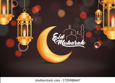 Eid-al-fitr Eid-al-adha Eid Mubarak Greetings Vector Illustration Background