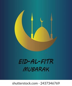Eid-al-Fitr greeting Card with blue background